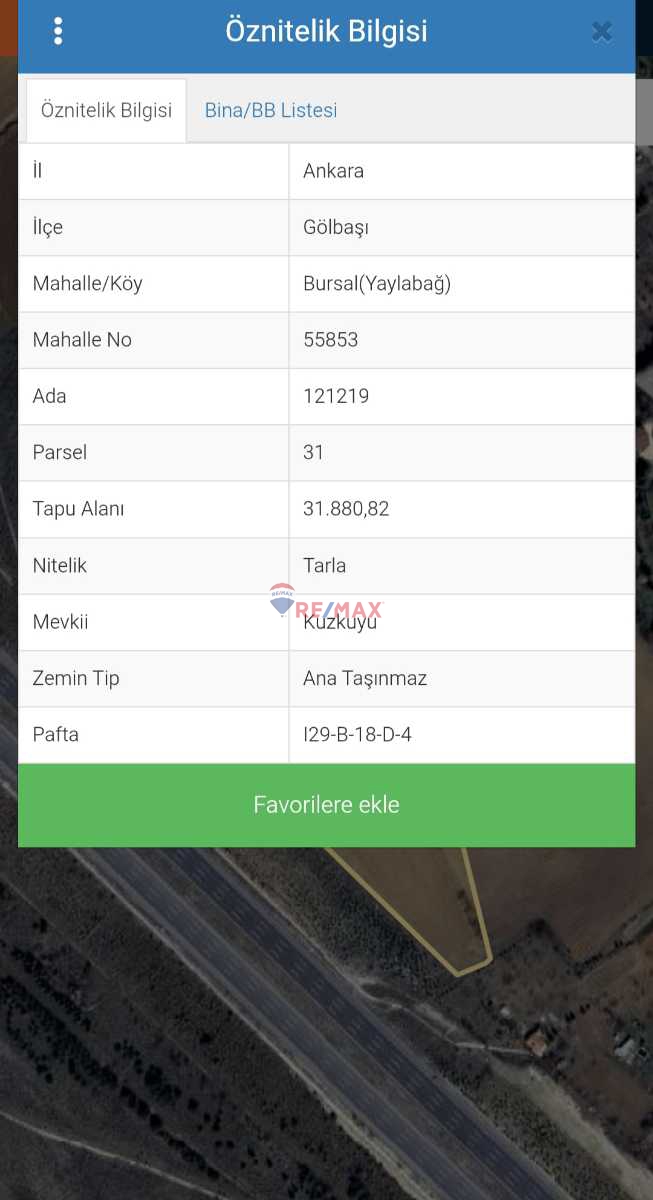 GÖLBAŞI BURSAL (YAYLABAĞ) SATILIK TARLA