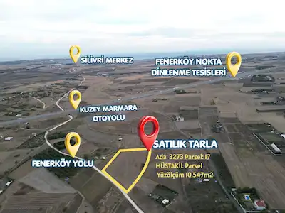 FENERKÖYDE KUZEY MARMARA OTOYOLUNA YAKIN SATILIK MÜSTAKİL TARLA