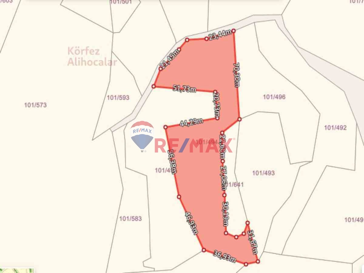 KÖRFEZ ALİHOCALAR'DA SATILIK MÜSTAKİL KADASTRO YOLU 7191M2 TARLA