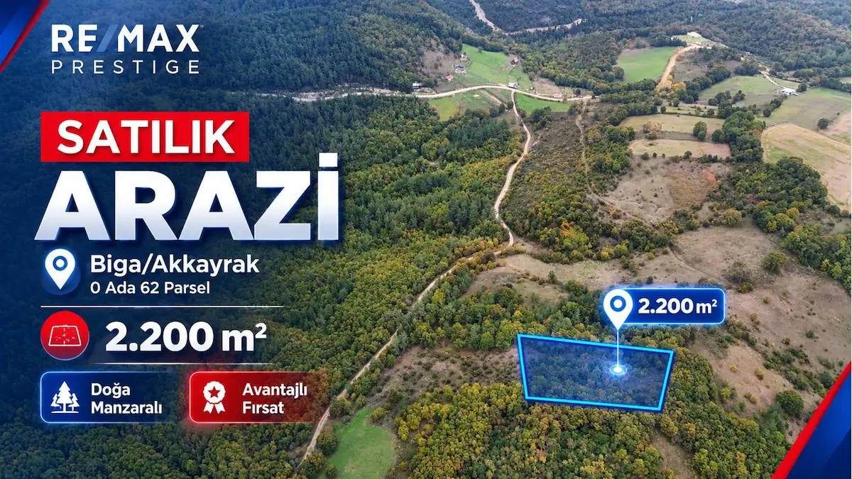 BİGA AKKAYRAK’TA SATILIK 2.200 M² ARAZİ