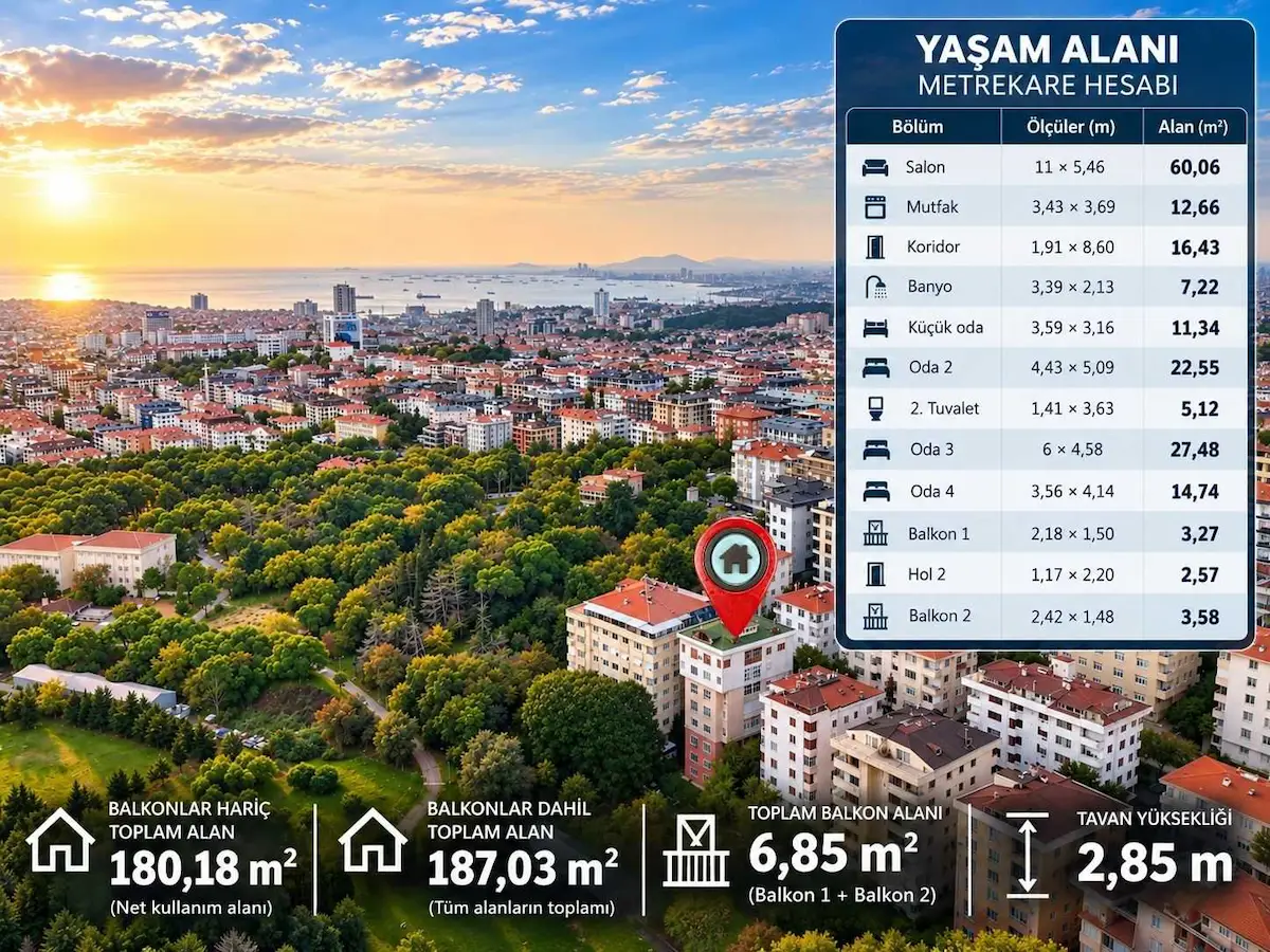 ACIBADEM'DE 2 DAİRE BİRLEŞTİRİLMİŞ ÖZEL TASARIM 187 M² 4+1 DAİRE