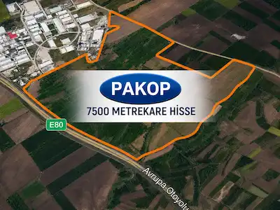 ERGENE PAKOP OSB'DE 7.500 M² SANAYI ARSASI HISSESI