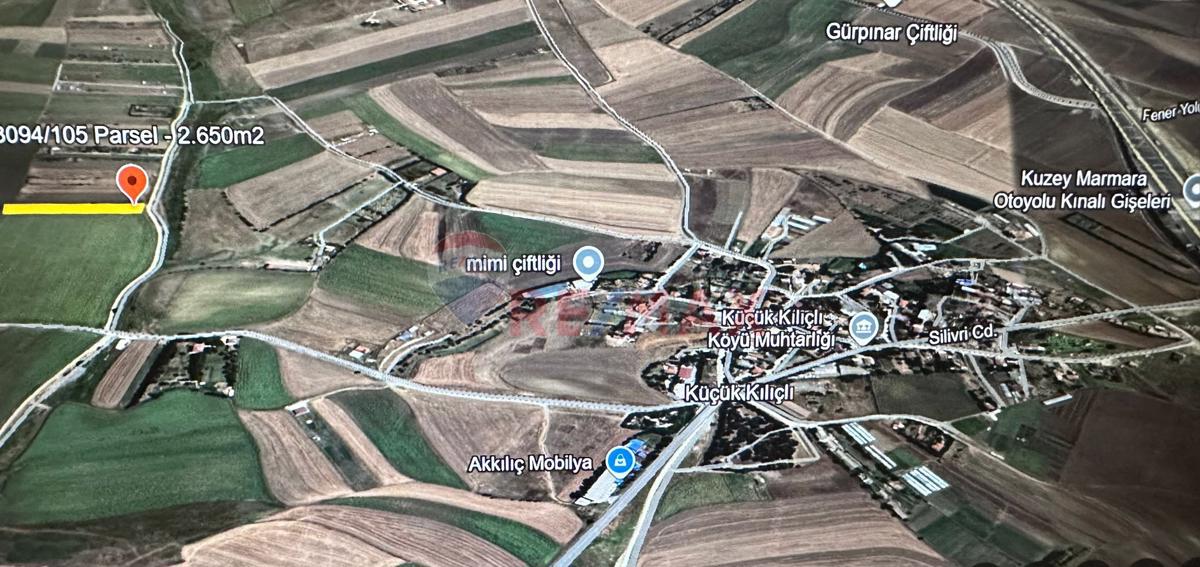 SİLİVRİ KÜÇÜKKILIÇLI KÖYÜ SATILIK YOL KENARI MÜSTAKİL TAPULU 2.650 M2 ARSA