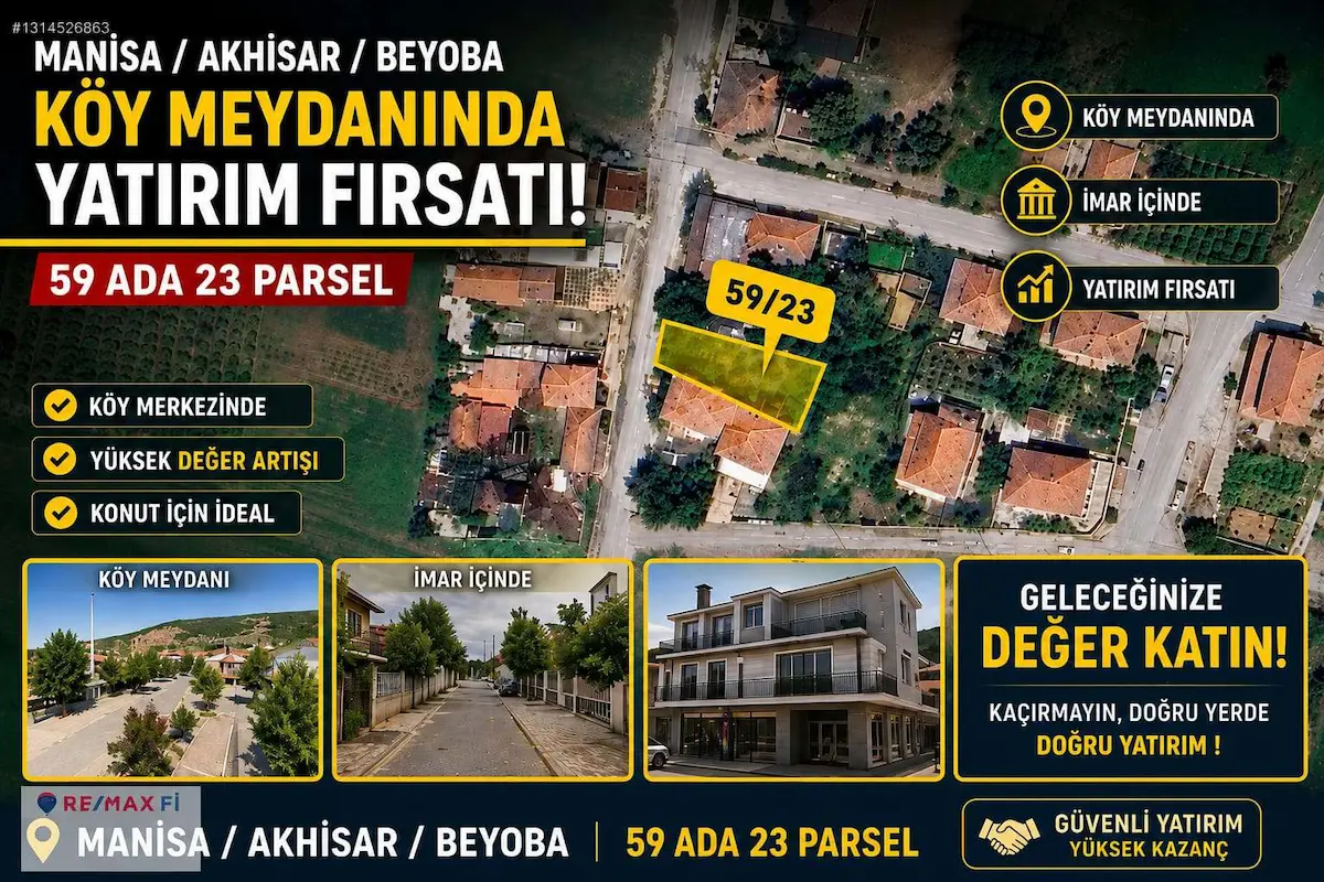🔥 AKHISAR BEYOBA’DA MEYDAN KONUMLU İMARLI TAŞINMAZ – KAÇIRILMAYACAK FIRSAT- FİYAT DÜŞTÜ