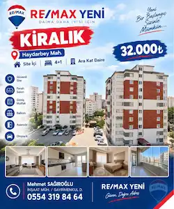 REMAX YENİ'DEN HAYDARBEY'DE KİRALIK SİTE İÇİ 4+1 DAİRE