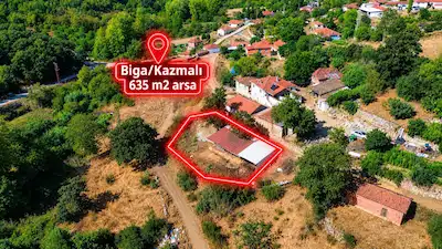 BİGA KAZMALI KÖYÜ’NDE SATILIK 635 M² ARSA