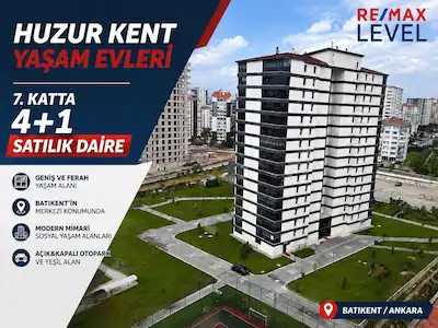 TURGUT ÖZAL’DA HUZUR KENT YAŞAM EVLERİ’NDE 4+1 | 169 M² NET 3 CEPHELİ İÇİ YAPILI SATILIK DAİRE