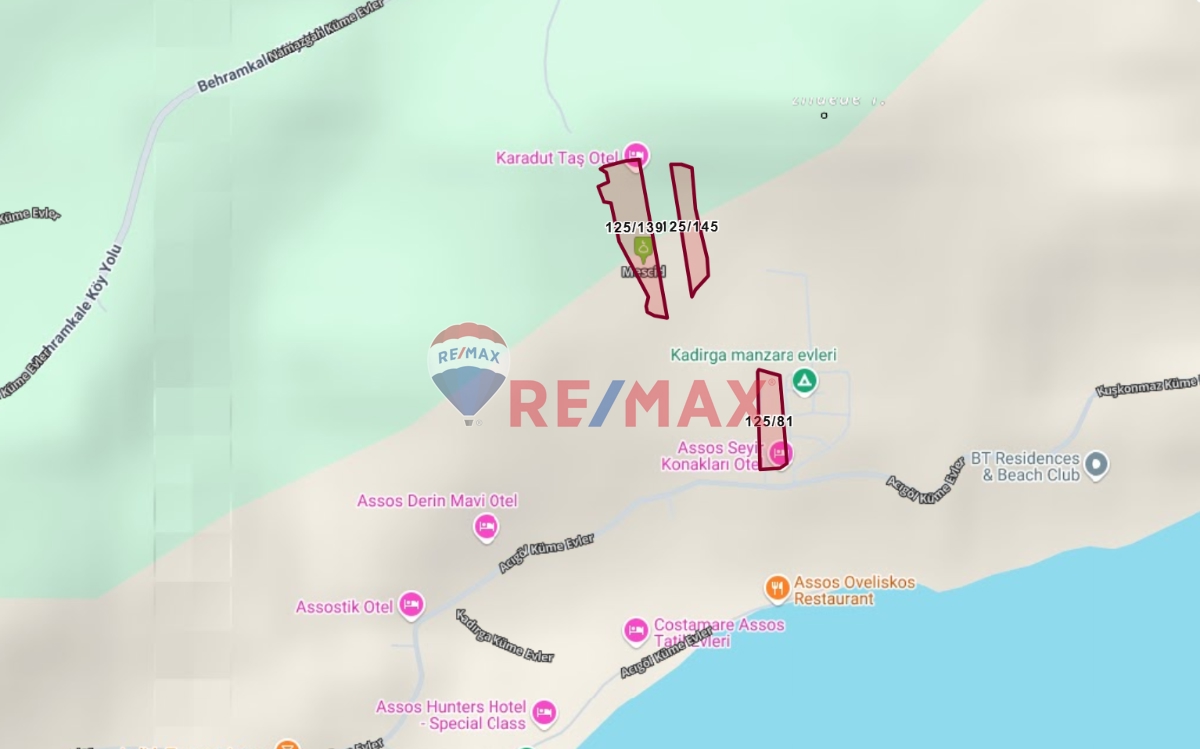 ÇANAKKALE ASSOS TURİZM ALANI DENİZ MANZARALI ARSA