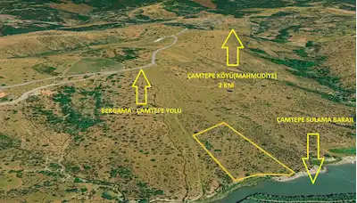 BERGAMA MAHMUDİYE DE ÇAMTEPE BARAJINA SINIR 13.595 M² TARLA