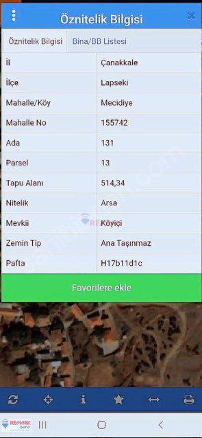 ÇANAKKALE LAPSEKI MECİDİYEDE SATILIK ARSA