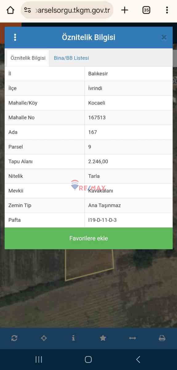 BALIKESİR İVRİNDİ' DE (2.246 M²) YATIRIMLIK TARLA