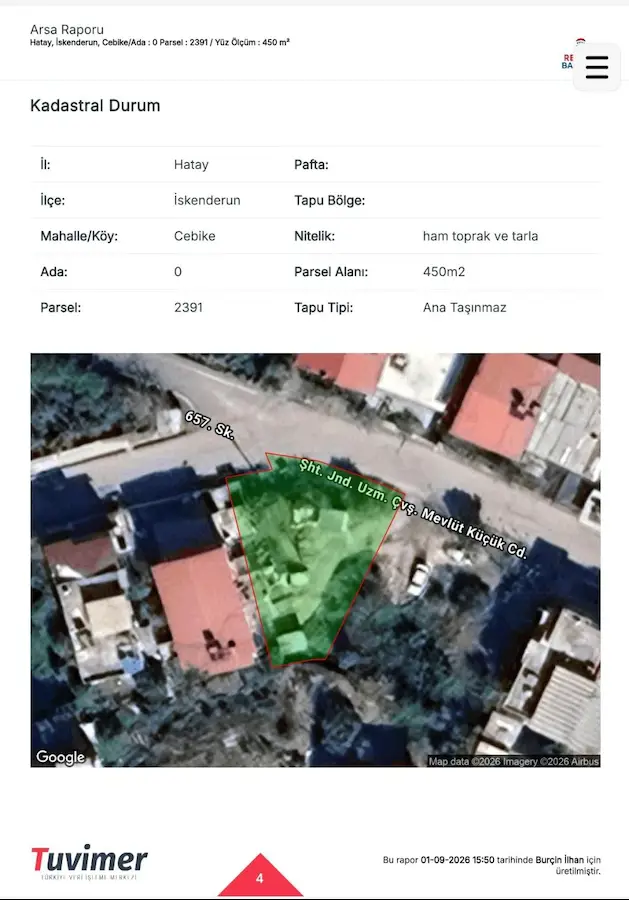 HATAY İSKENDERUN CEBİKE’DE ARSA TAPULU SATILIK TARLA 