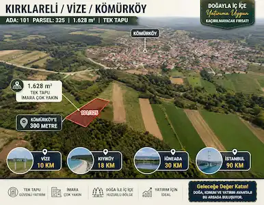 VİZE KÖMÜRKÖY’DE MÜSTAKİL TAPULU BAĞ & BAHÇE – İMARA YAKIN KONUM