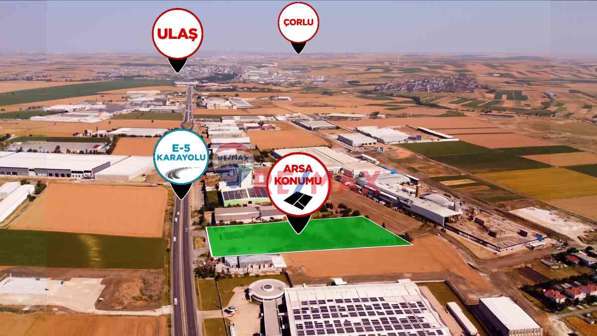 TEKİRDAĞ ERGENE'DE 18.607 M² SANAYİ İMARLI SATILIK ARSA