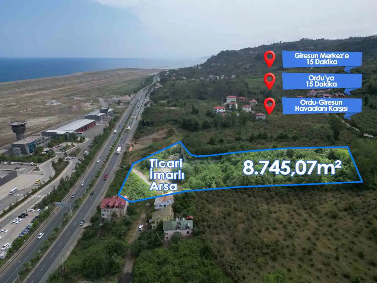 BÖLGEDE TEK, HAVALİMANI KARŞISI, ANA YOLA CEPHELİ 8.745 M² TİCARİ İMARLI FIRSAT ARSA!