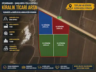 DIYARBAKIR ŞANLIURFA YOLU CEPHELI KIRALIK TICARI ARSA