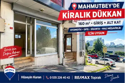 HÜSEYİN KURAN’DAN MAHMUTBEY’DE OTO CENTER BÖLGESİNDE KİRALIK DEPOLU DÜKKAN