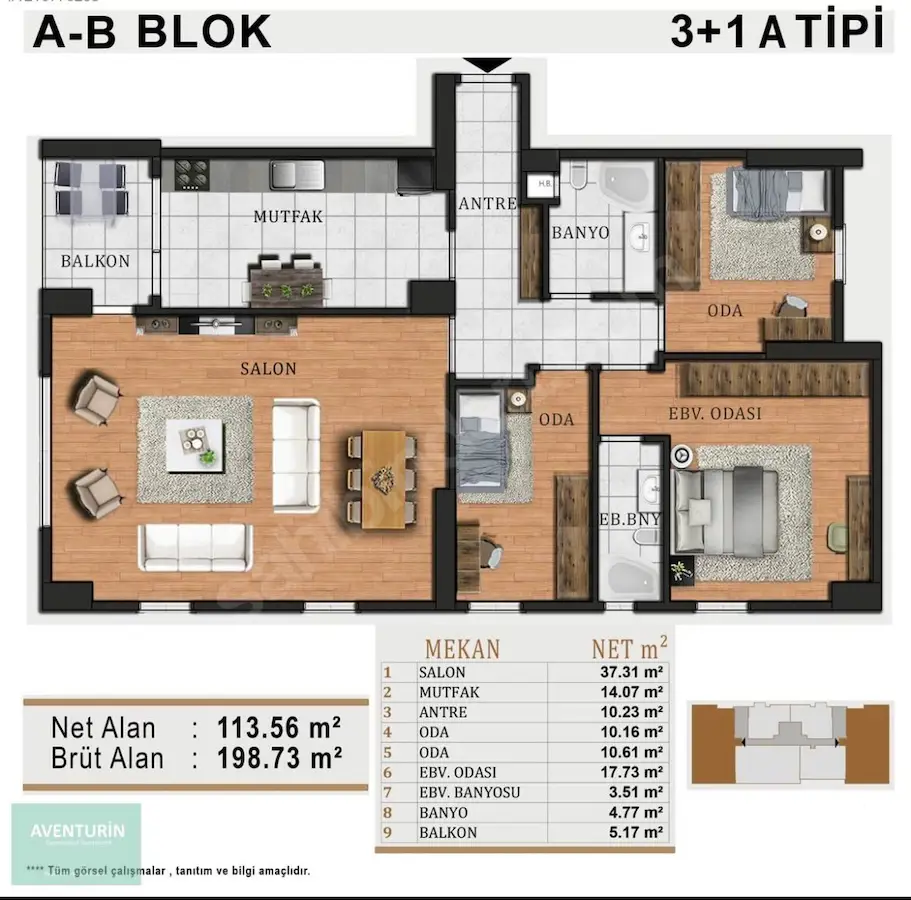 KARTAL YAYLAPARK EVLERİNDE SATILIK 3+1 DAİRE