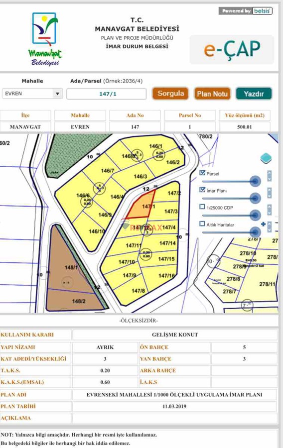 EVRENSEKİ DE SATILIK ARSA