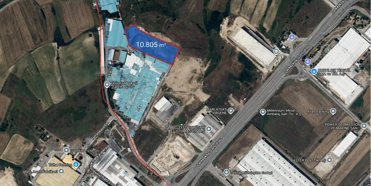 ERGENE VELİMEŞE OSB SANAYİ PARSELİ 10.805 M2- PROJESİ HAZIR ARSA