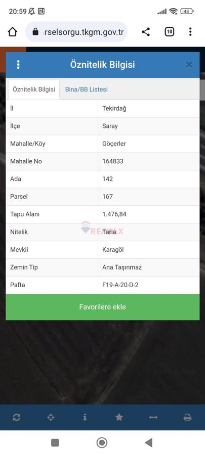 TEKİRDAĞ SARAY GÖÇERLERDE YOL KENARI 1.476 M2 YATIRIMLIK TARLA