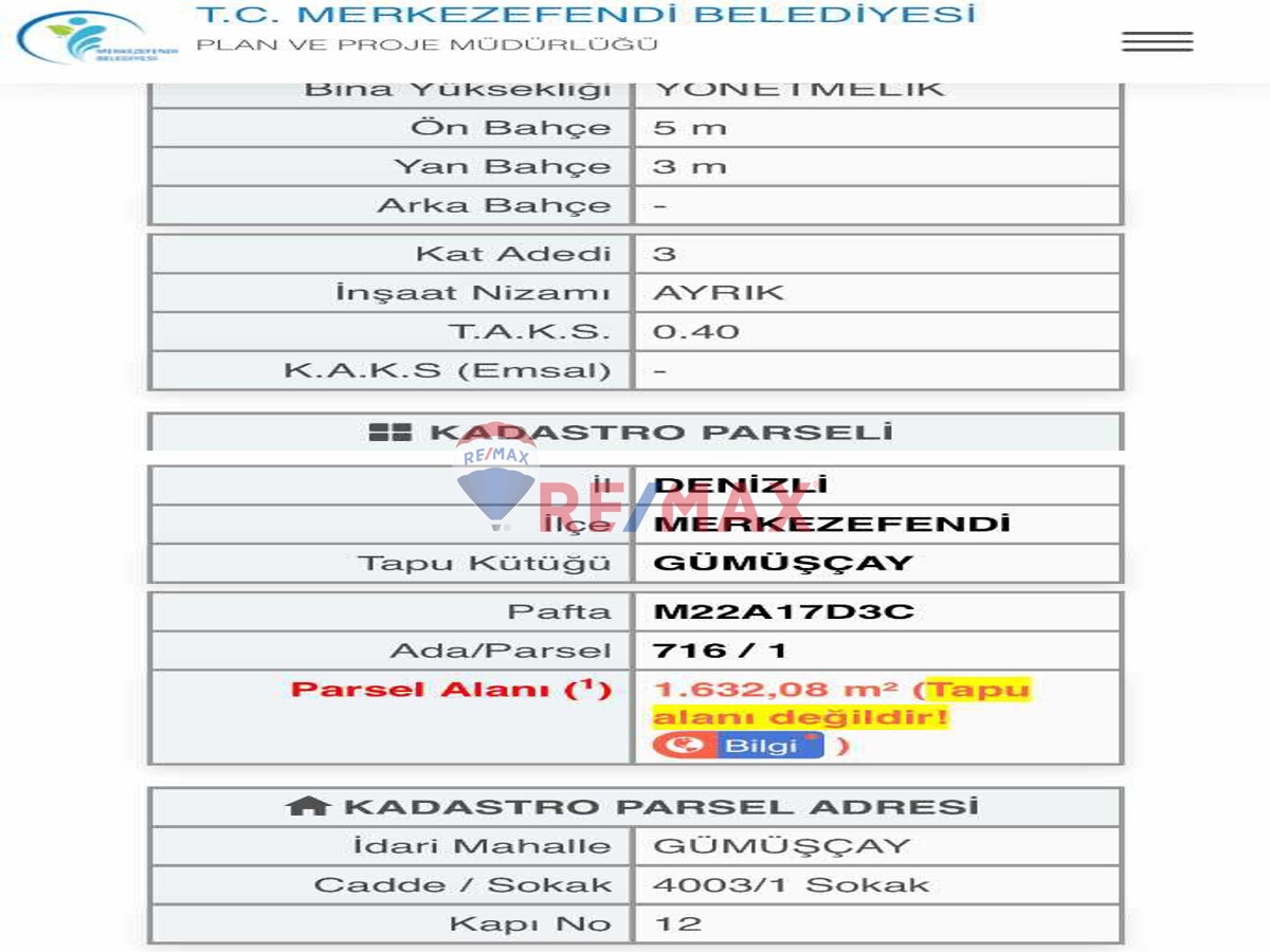 REMAX MODEL'DEN GÜMÜŞÇAY'DA SATILIK KONUT IMARLI ARSA