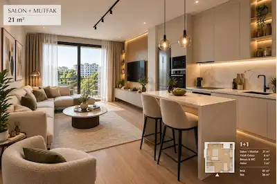 KIZILTOPRAKTA,PROJEDEN 47M2 1+1 (VADELİ ÖDEME) SATILIK DAİRE