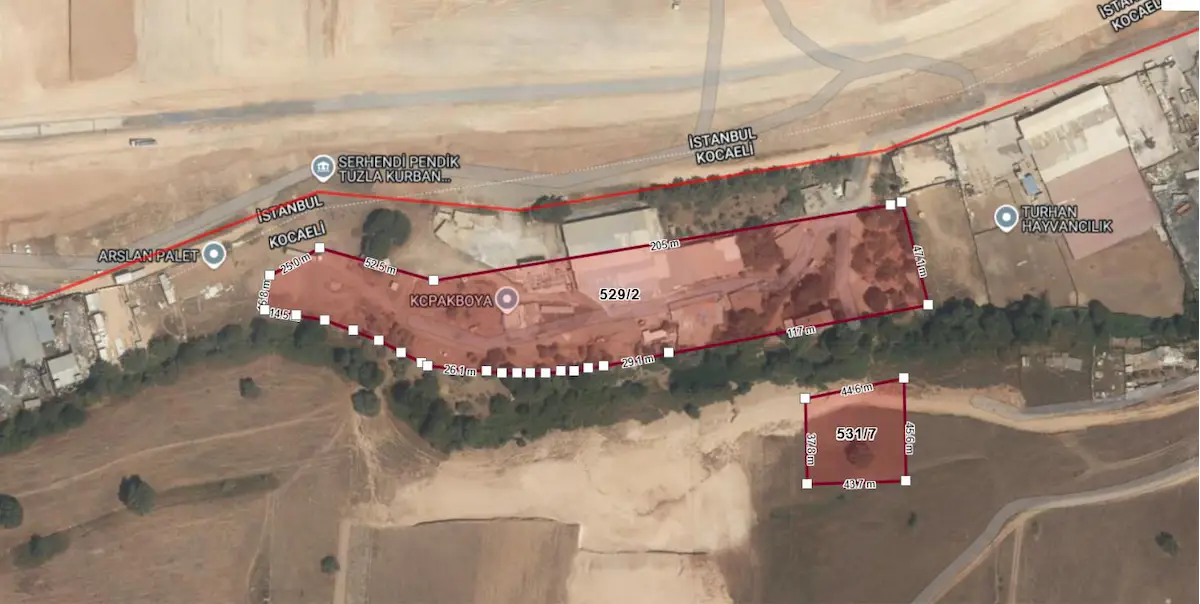 KOCAELİ GEBZE BALÇIK KÖYÜNDE KİRALIK 12,437 M2 DEPOLAMA ARSASI