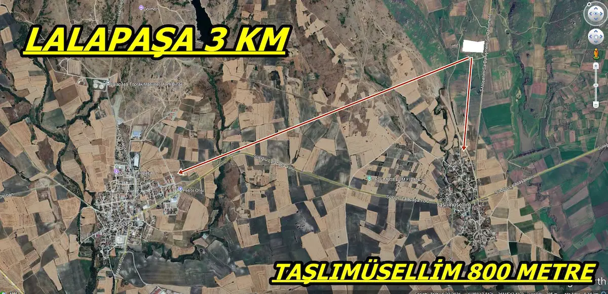LALAPAŞA TAŞLIMÜSELLIM KÖY İÇINDE 22.386 M² ÇIFTLIK YAPIMINA UYGUN TARLA 2