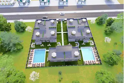 KARASU AZİZİYE'DE HAVUZLU TERASLİ BAHÇE KULLANIMLI AYRI MUTFAK LUKS VİLLALAR