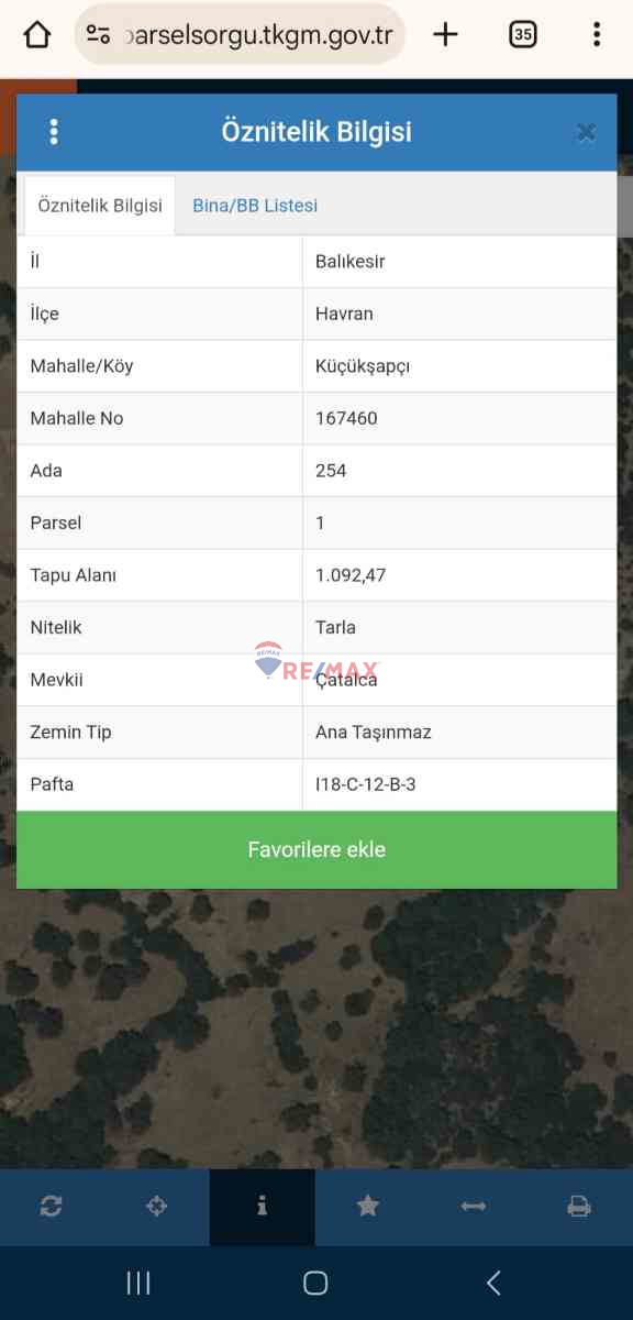 BALIKESİR HAVRAN' DE (1.092 M²) YATIRIMLIK TARLA