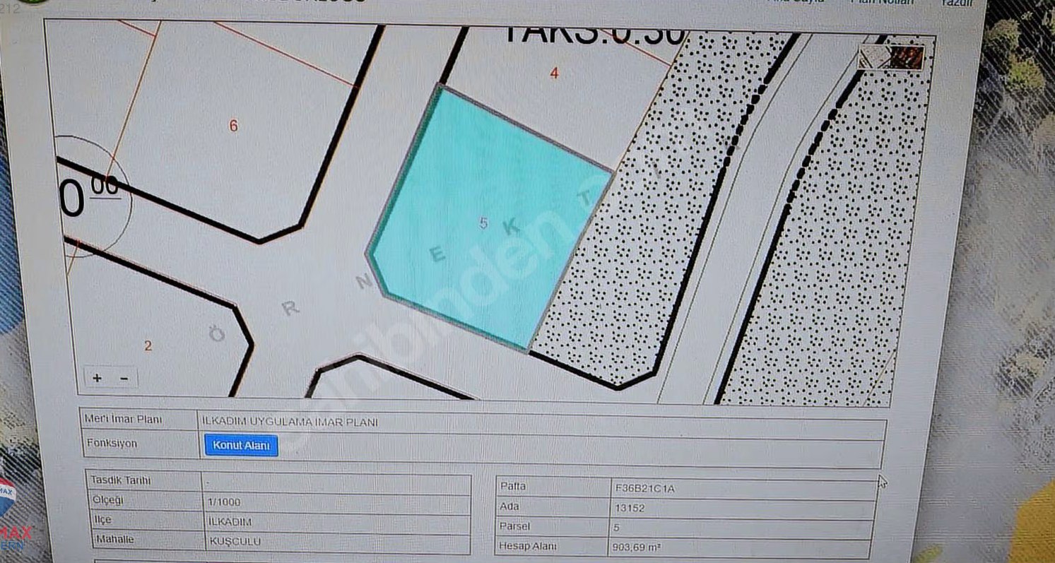 SATILIK ARSA | İLKADIM KUŞCULU MAH 6 KAT İMARLI