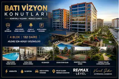 BATI VİZYON KONUTLARI SİTE İÇERİSİNDE YARI OLİMPİK HAVUZ VE KIŞ BAHÇESİ