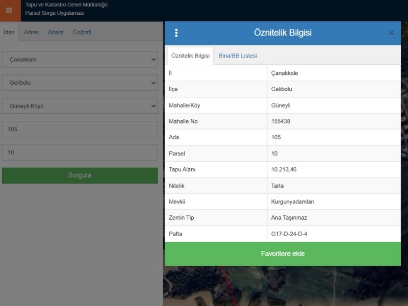 ÇANAKKALE GELIBOLU GÜNEYLI'DE SATILIK MÜSTAKIL PARSEL TARLA