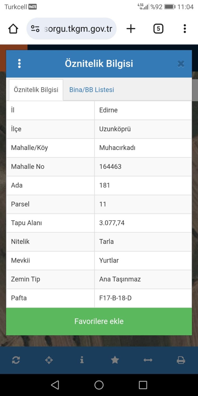 REMAX LAND'TEN UZUNKÖPRÜ / MUHACIRKADI KÖYÜ'NDE SATILIK TARLA