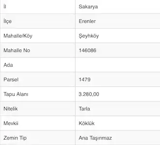 SAKARYA ŞEYHKÖY'DE 3280M2 TARLA