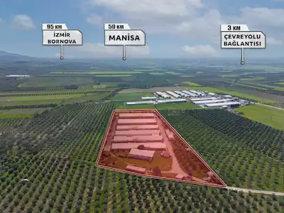 AKHISAR’DA SATILIK 96.000 KAPASITELI FAAL TAVUK ÇIFTLIĞI 18.419 M² ARSA