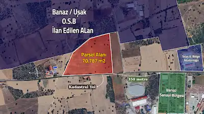 UŞAK[BANAZ{KIZILCAÖREN`; DE SATILIK TARLA