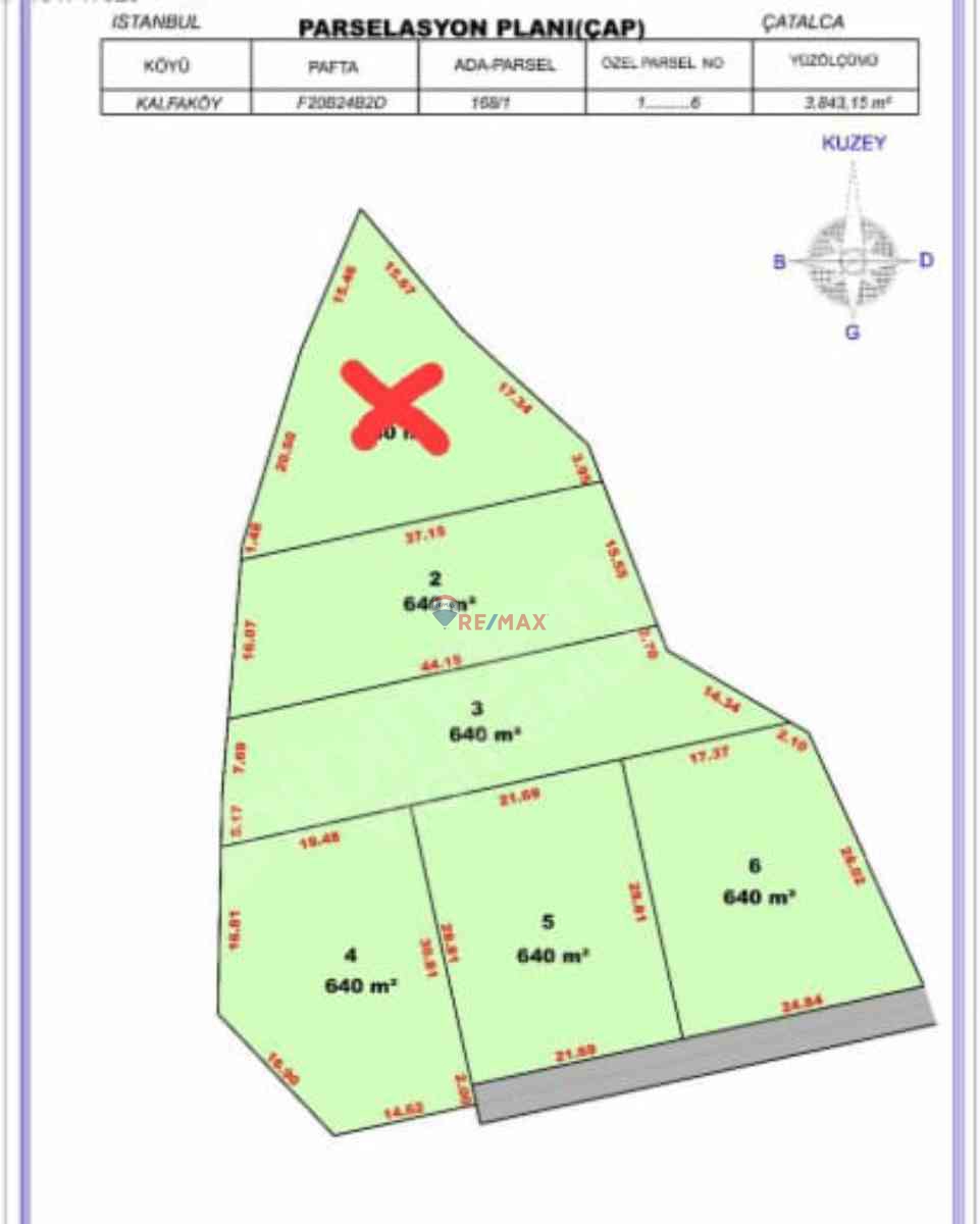 ÇATALCA KALFA MAHALLESİ 640M2 SATILIK TARLA