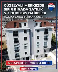 REMAX SARAYDAN PENDİK GÜZELYALI MERKEZDE KAT MÜLKİYETLİ SIFIR 5+1 FIRSAT DUBLEKS DAİRE