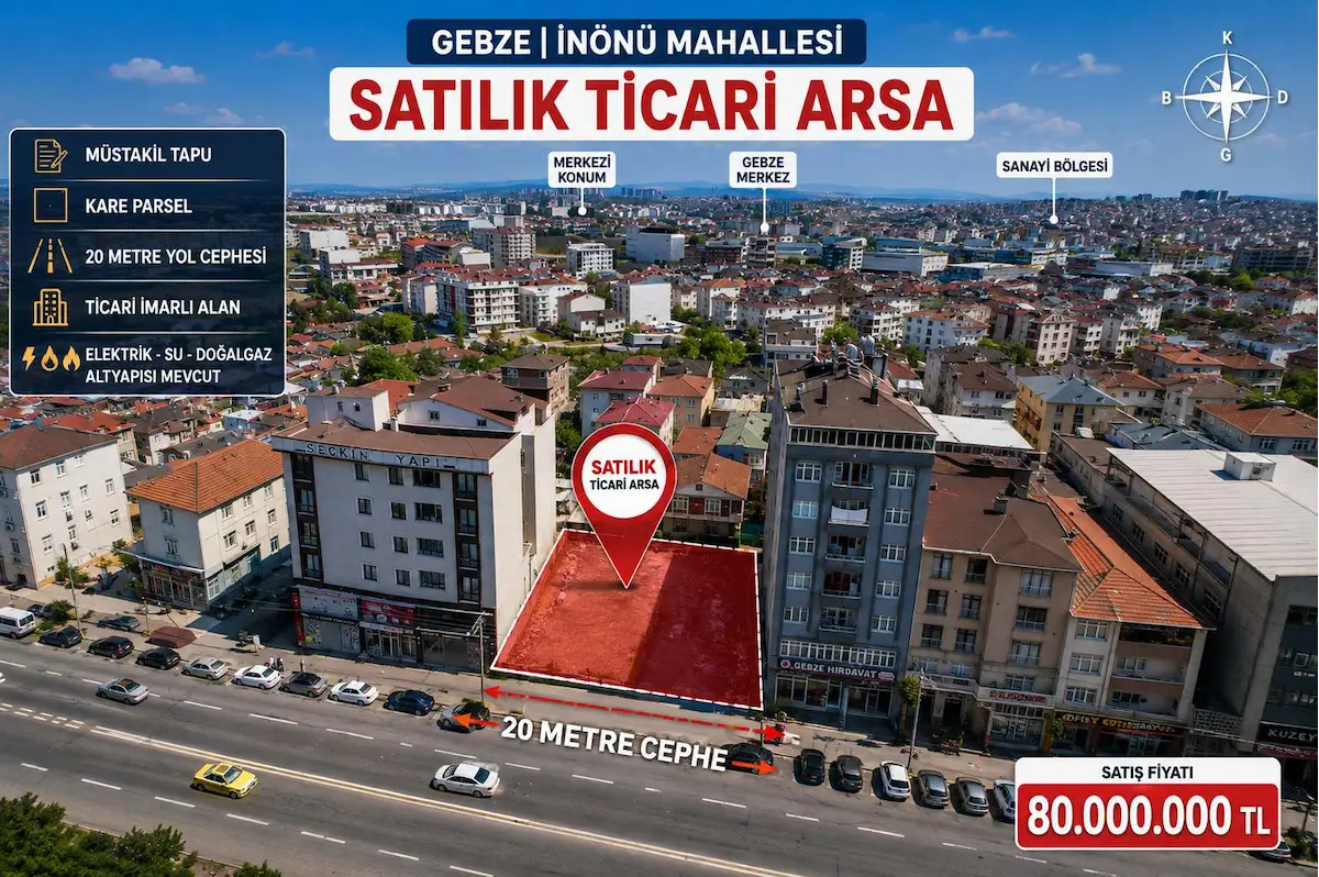 GEBZE İBRAHİMAĞA CAD. ÜZERİNDE 498 M² 5 KAT İMARLI TİCARI ARSA