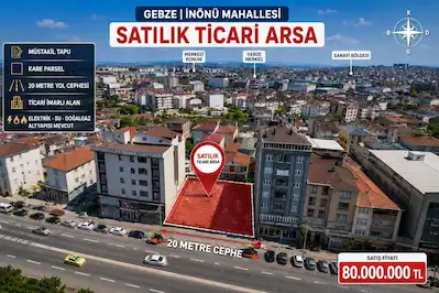 GEBZE İBRAHİMAĞA CAD. ÜZERİNDE 498 M² 5 KAT İMARLI TİCARI ARSA
