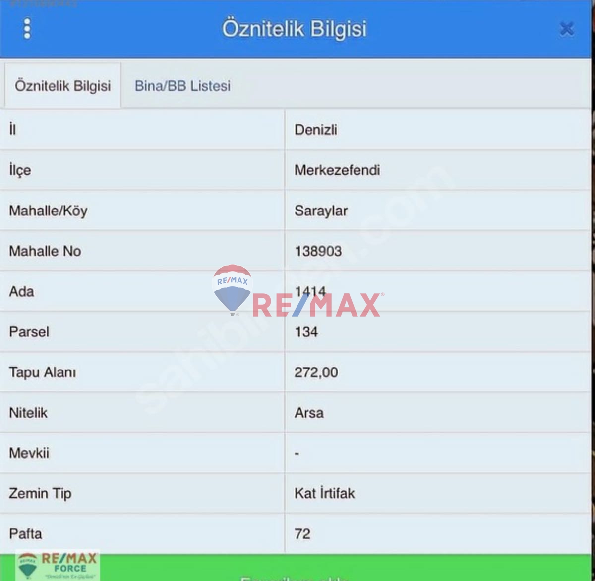 SARAYLAR MAH. DE 6 KAT İMARLI ARSA