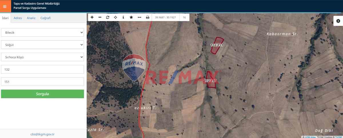 ERDAL TURANDAN BİLECİK SÖĞÜT'TE 6094 M2 MÜSTAKİL TEK TAPU