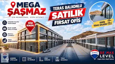 REMAX LEVEL | MEGA ŞAŞMAZ | KÖŞE KONUMLU | BALKONLU FIRSAT OFİS!