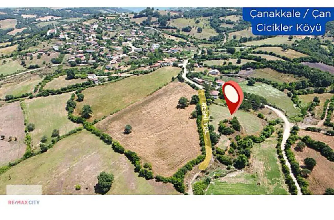 ÇANAKKALE ÇAN CİCİKLER KÖYÜNDE %80 İMARLI 845 M2 ARSA
