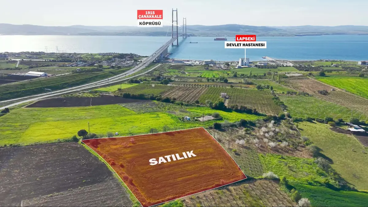 ÇANAKKALE LAPSEKİ PANORAMİK BOĞAZ MANZARALI SATILIK TARLA