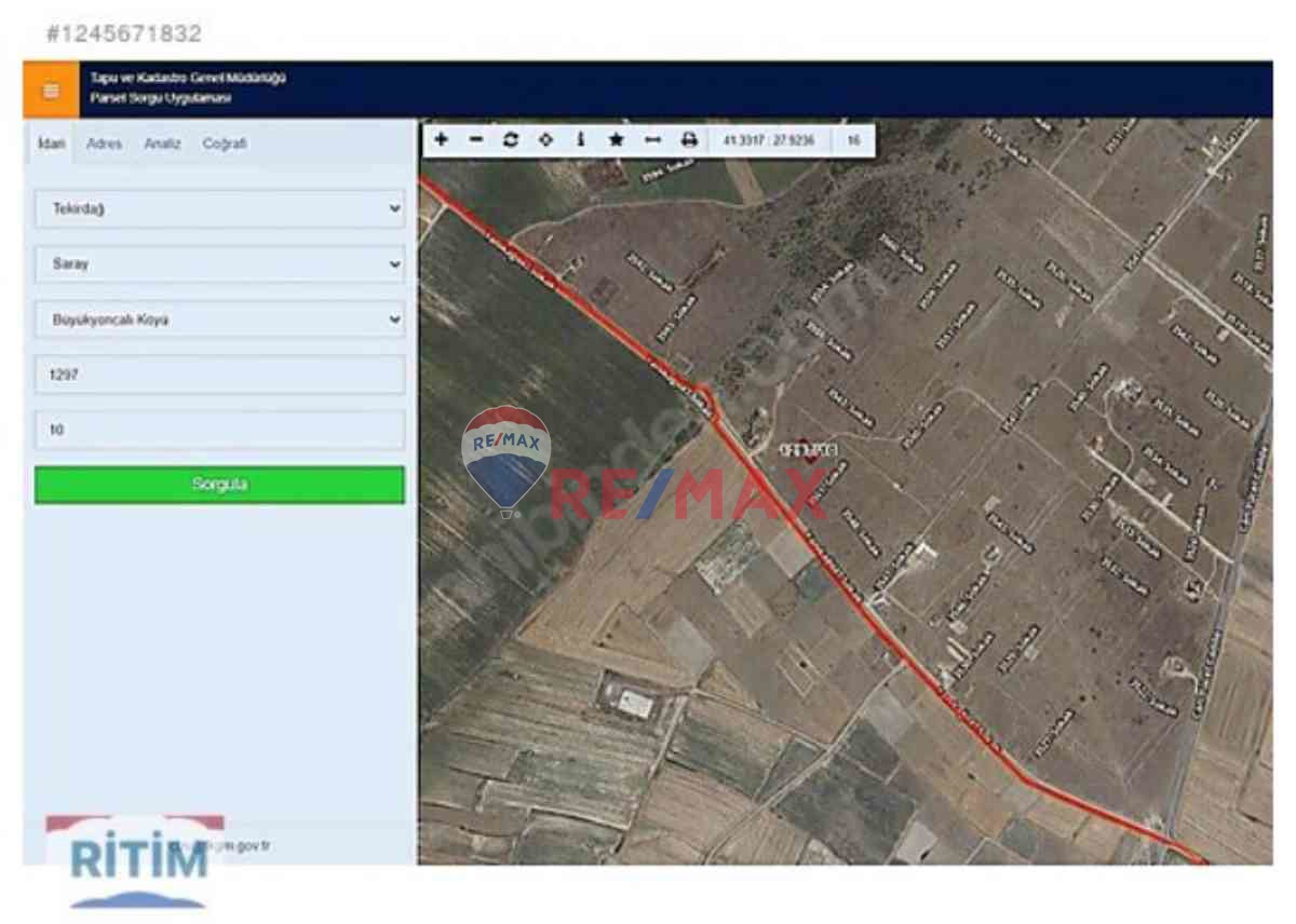 REMAX RİTİMDEN TEKİRDAĞ SARAY BÜYÜKYONCALI'DA SATILIK ARSA
