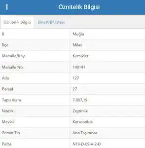 MUĞLA MİLAS KEMİKLER MAHALLESİ 7.087 M² SATILIK ZEYTİNLİK