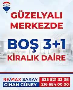 PENDİK GÜZELYALI MERKEZDE BOŞ KİRALIK 3+1 DAİRE